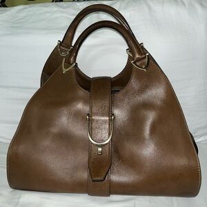 GUCCI Elegant Brown Leather STIRRUP Top handle Handbag